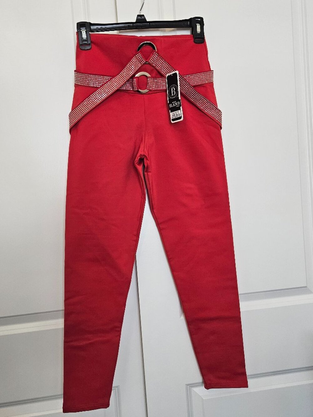 Red Rhinestone Harness Skinny Pants - One Size - NWT